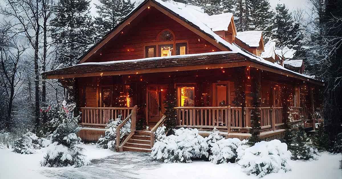 Cozy cabin in winter.